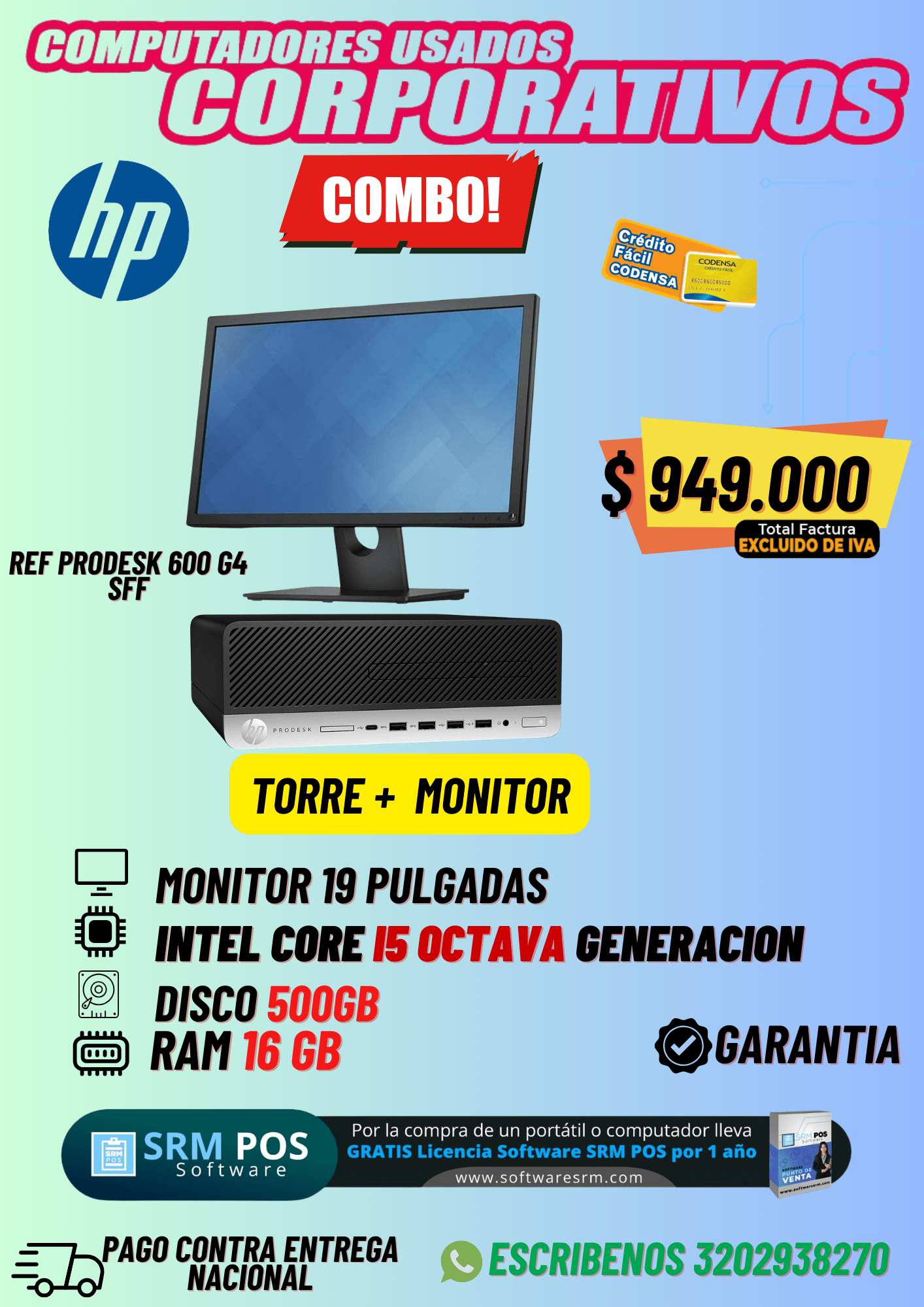 Combo Prodesk 600 G4 intel® Core™  I5